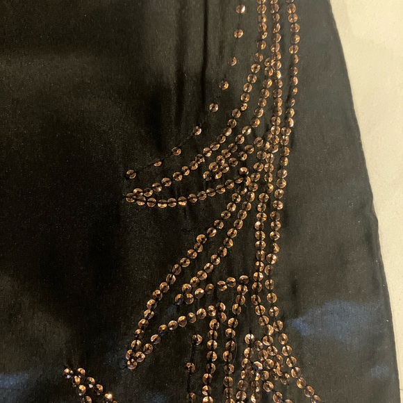 Black, wide leg, French Connection pants, with sequins on the sides. Size 10. - Picture 6 of 8